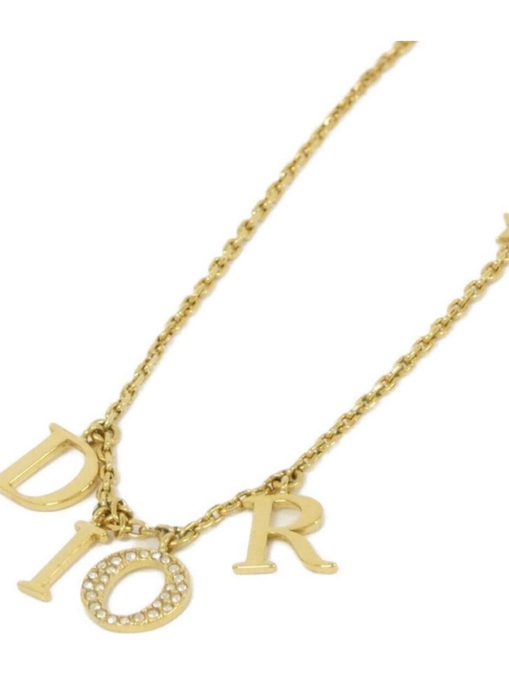 Dior Gold-Tone Letter Pendant Necklace with Crystal 'O' and Star Accent - Picture 5 of 5